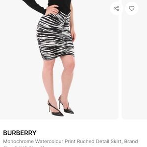 Burberry Monochrome Watercolour Print Ruched Skirt, Brand Size 8 (US Size 6) NWT
